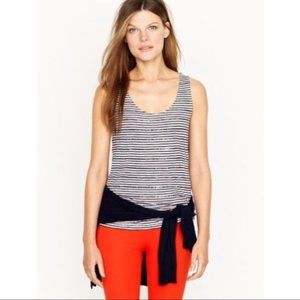 J. Crew Women's Black-White Sequin Stripe Scoop Neck Tank Top Size XS
